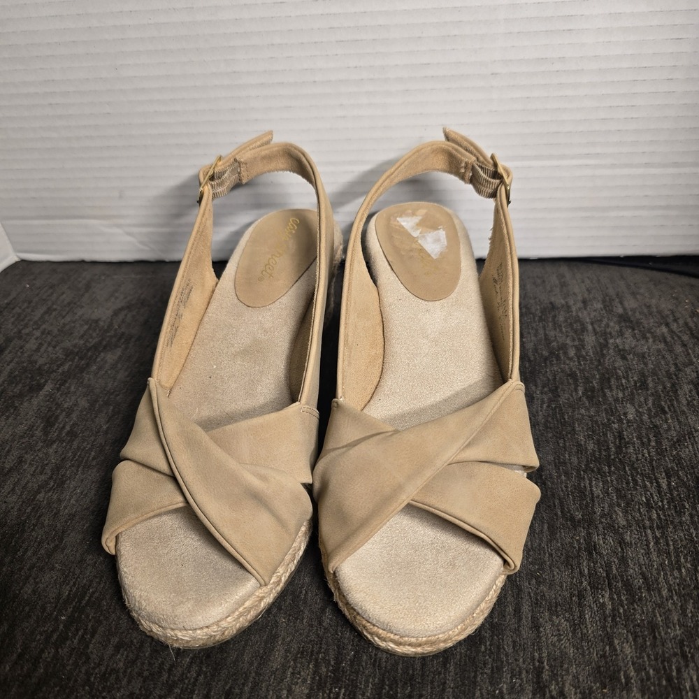 Easy Street Maureen Espadrille Slingback Sandals Beige Womens Size 6.5M